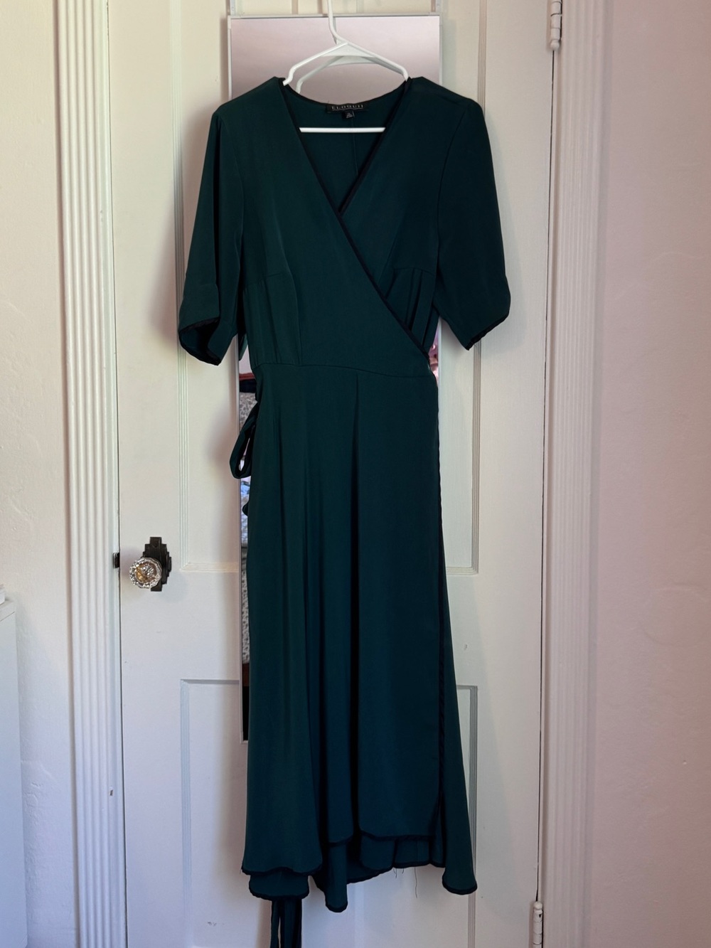Eloquii Forest Green Wrap Midi Dress Size 14